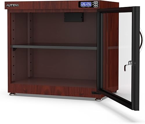 Miniatura 8 de AUTENS Caja de gabinete seco deshumidificadora de 80L, diseño de grano de madera, control digital silencioso y ahorro de energía, para lente de
