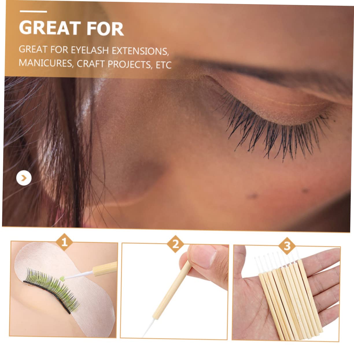 OHPHCALL Bamboo Lash Grafting Cleaning Swabs 50pcs Makeup Sticks Gentle Eyelash Brush for Home Beauty Shop Lightweight Compact