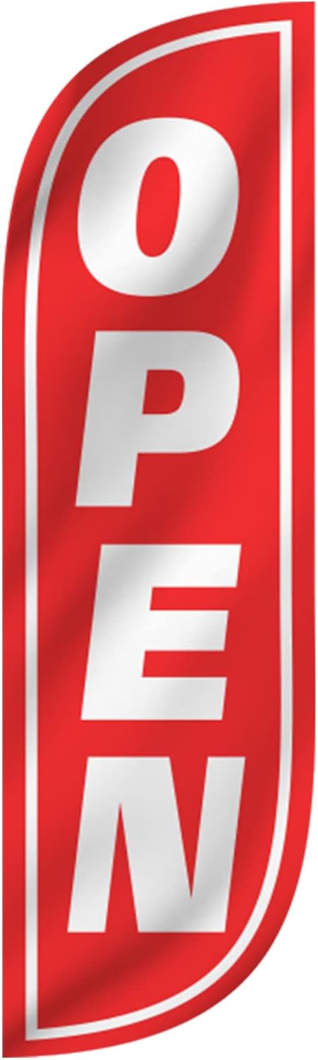 LookOurWay 5-Feet Tall Feather Flag Banner for Business Advertising 3-Pack, Includes 3 Banner Flags, 3 Aluminum Fiberglass Pole Sets, and 3 Ground Spikes (Huge Sale Stars, Sale Blue, Open Red/White) - Image 8