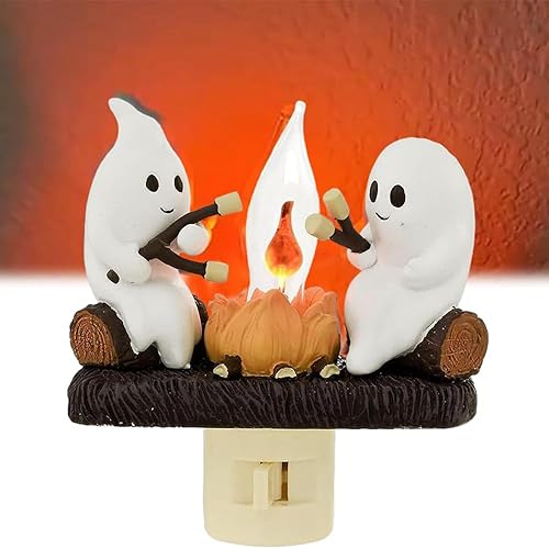 2024 Ghost Campfire Flickering Nightlight (White-UK Plug)(White-uk Plug)