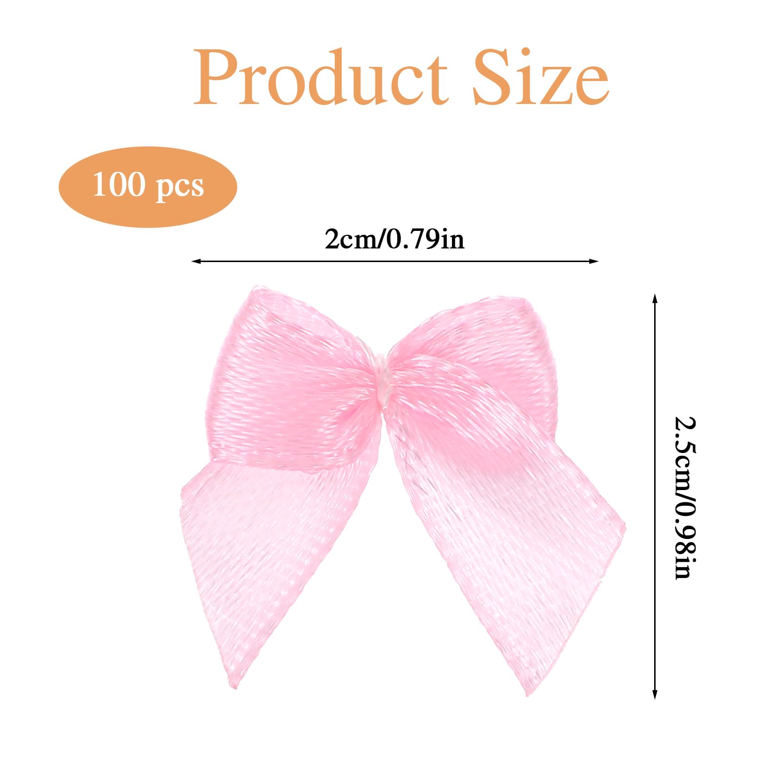 Mini fiocchi rosa, 50 fiocchi in raso 4 x 4 cm, per fai da te, mini