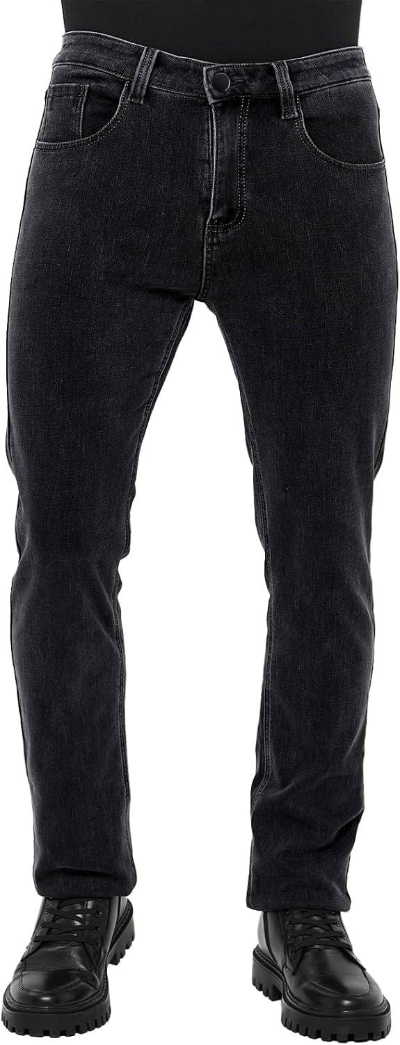 Mens Fleece Lined Jeans,Thermal Stretch Straight Leg Jeans,Insulated Jeans Lined Jeans Winter Jeans for Men