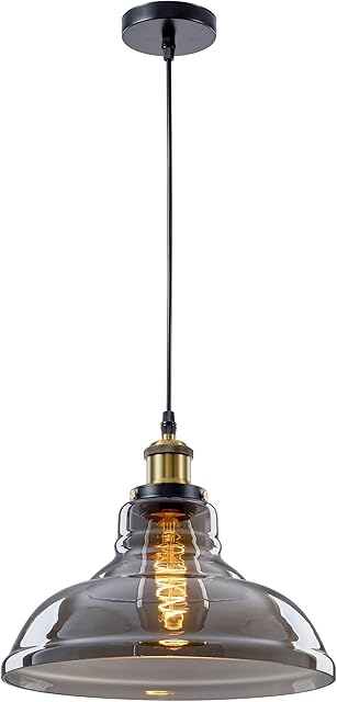 Retro Modern Vintage Glass Ceiling Pendant Industrial Pendant Light Lamp Shade (Smokey Grey)