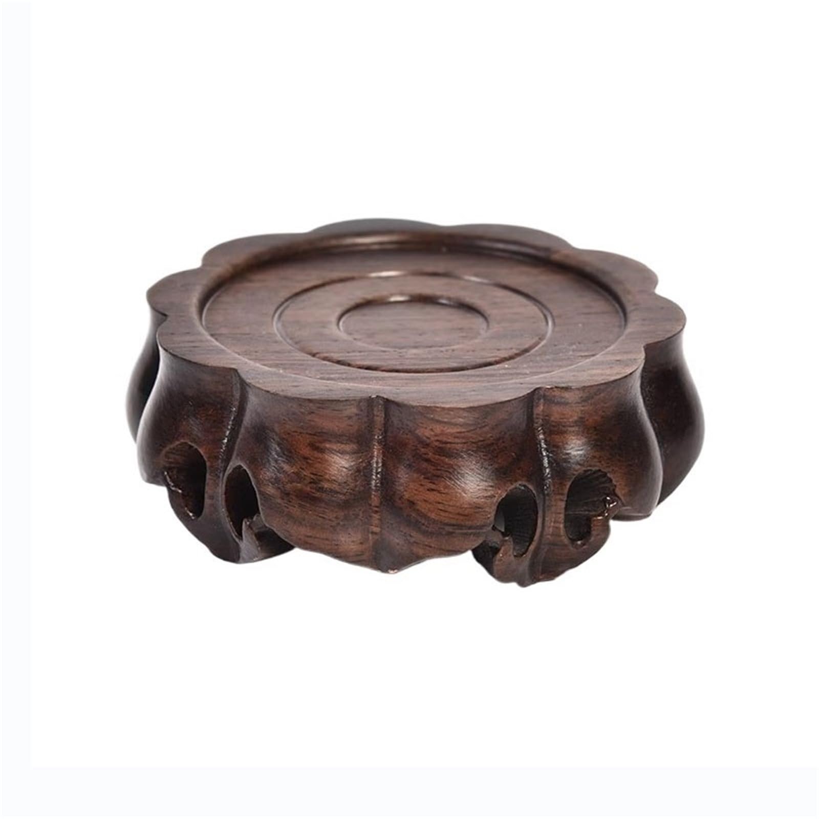ZENY896V Home Chinese-style Retro Carving Pedestal for Vase Bonsai Tea Sets Wood Base Decor(XXL)