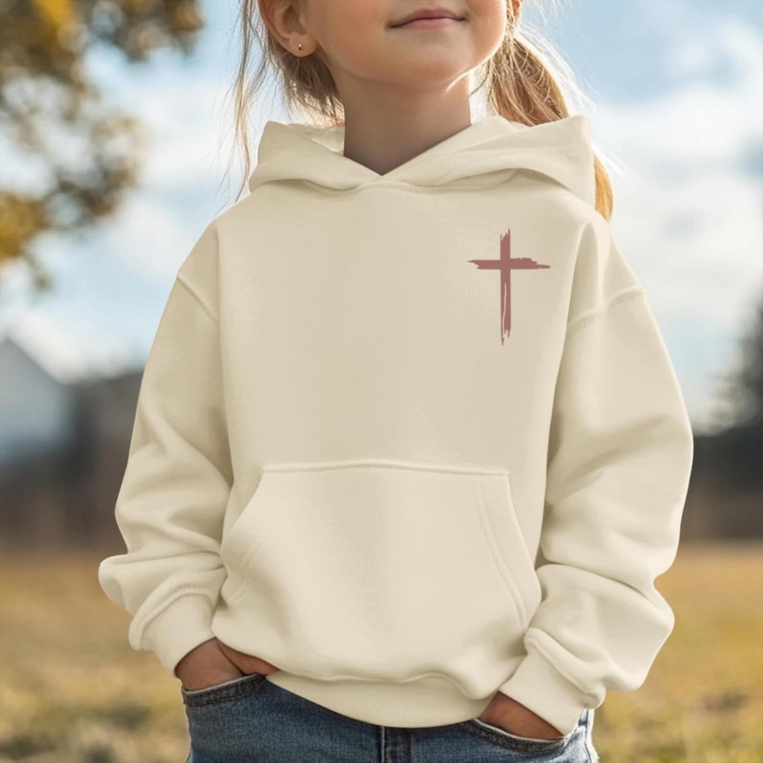 Girls Christian Hoodies Kids Jesus Faith Sweatshirts Cute Religious Graphic Sweater Inspirational God Bible Verse Top