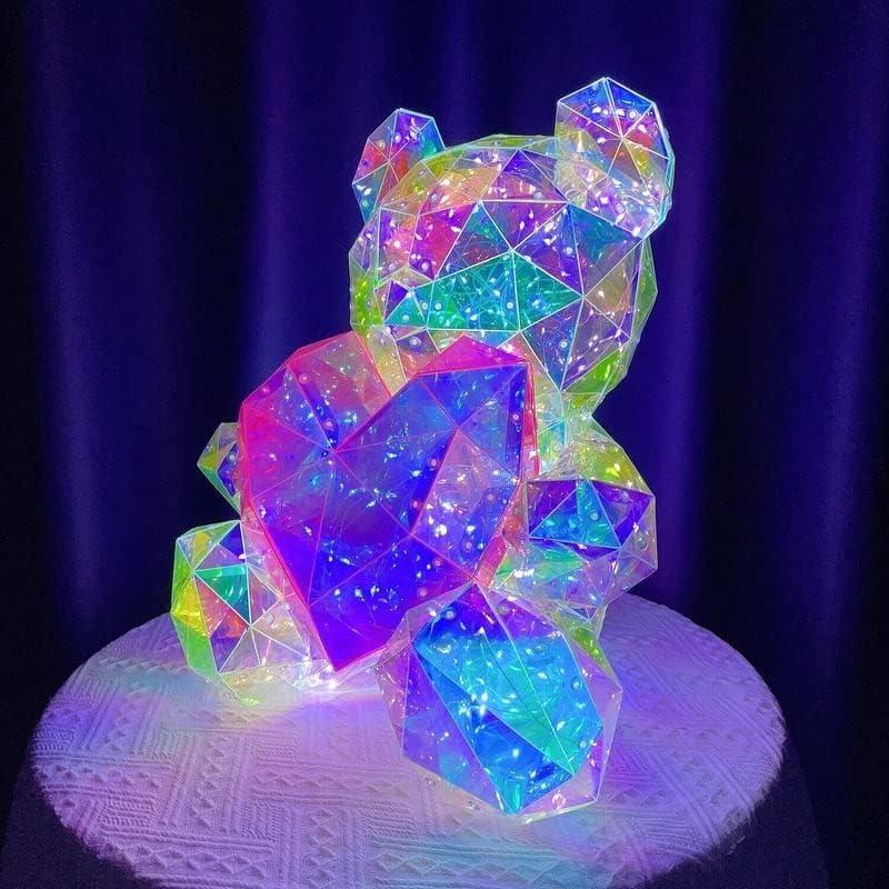 Miniatura 3 de Precioso oso de peluche LED brillante con un corazón rosa, regalos para siempre, aniversario y cumpleaños, día de San Valentín, lámpara de galaxia