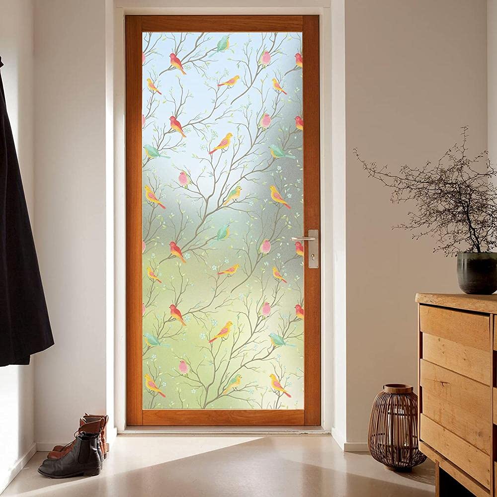 Privacy Window Film 60 cm x 200 cm Anti-UV Glas Film Zelfklevende statische Decoratieve Film Badkamer Geen Lijm Venster Sticker voor Thuiskantoor, Tak paar vogel patroon Privacy Window Film 60 cm x 200 cm Anti-UV Glas Film Zelfklevende statische Decoratieve Film Badkamer Geen Lijm Venster Sticker voor Thuiskantoor, Tak paar vogel patroon