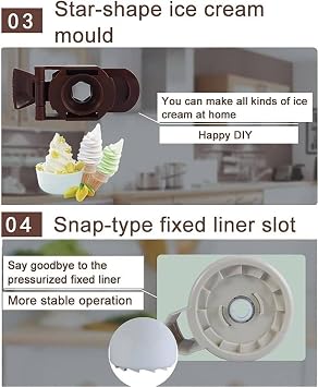 Soft Ice Cream Machine Fully Automatic Mini Fruit Ice Cream Cone Maker One-Touch Operation With Double Blade Blender 220V/50Hz, White