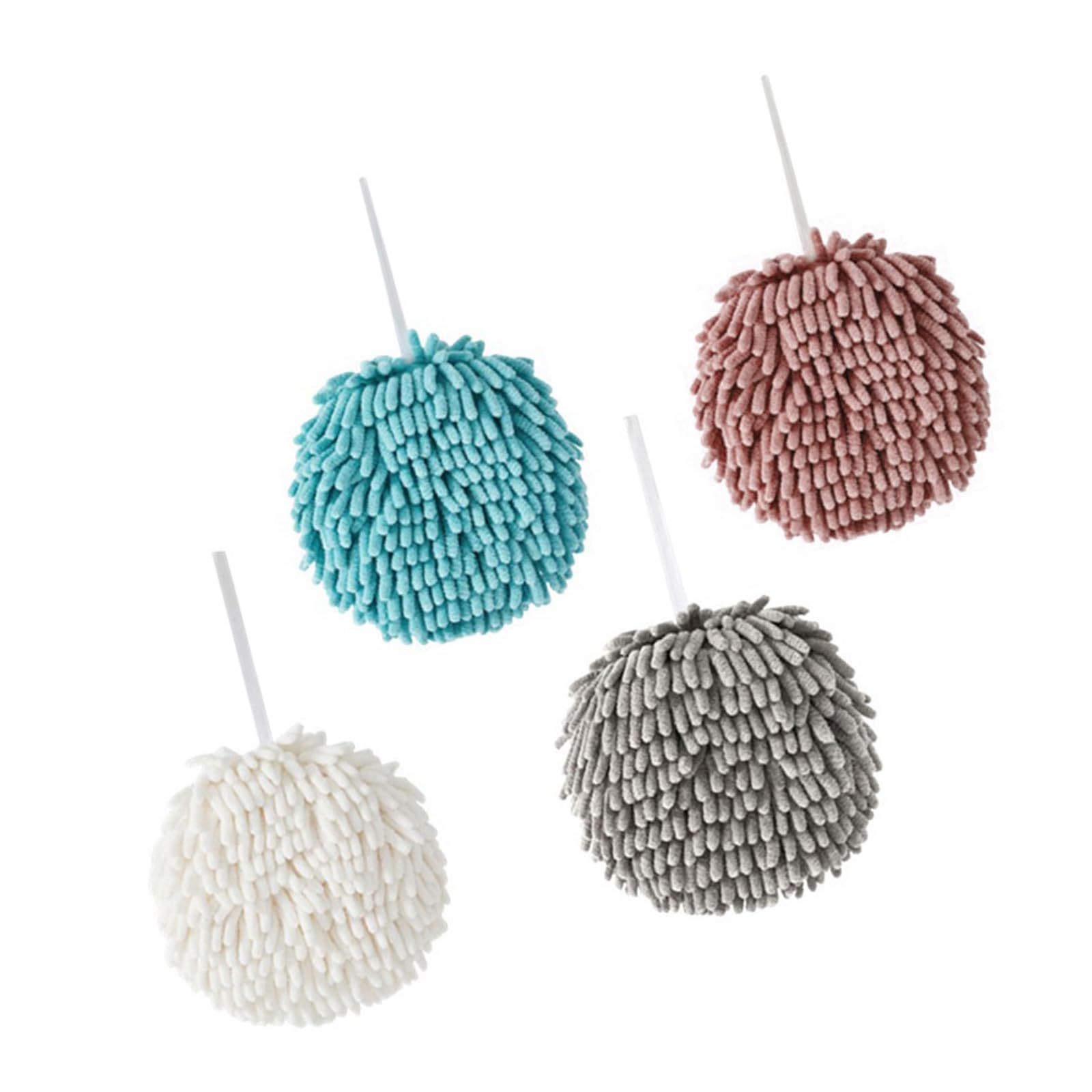 Msioytog Chenilles Hand Towel Bathroom Kitchen Hand Towel Balls with Hanging Loopes Quick Drying Soft Absorbent Microfiber Chenilles Towels