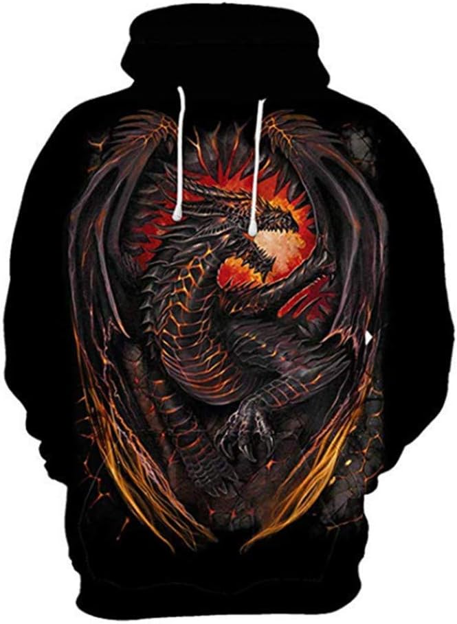 Lzh3D Unisex Sweatshirts Men Women Hoodies Anime 3D Print Jumper Knitwear Cosplay Pullover Flying Dragon L
