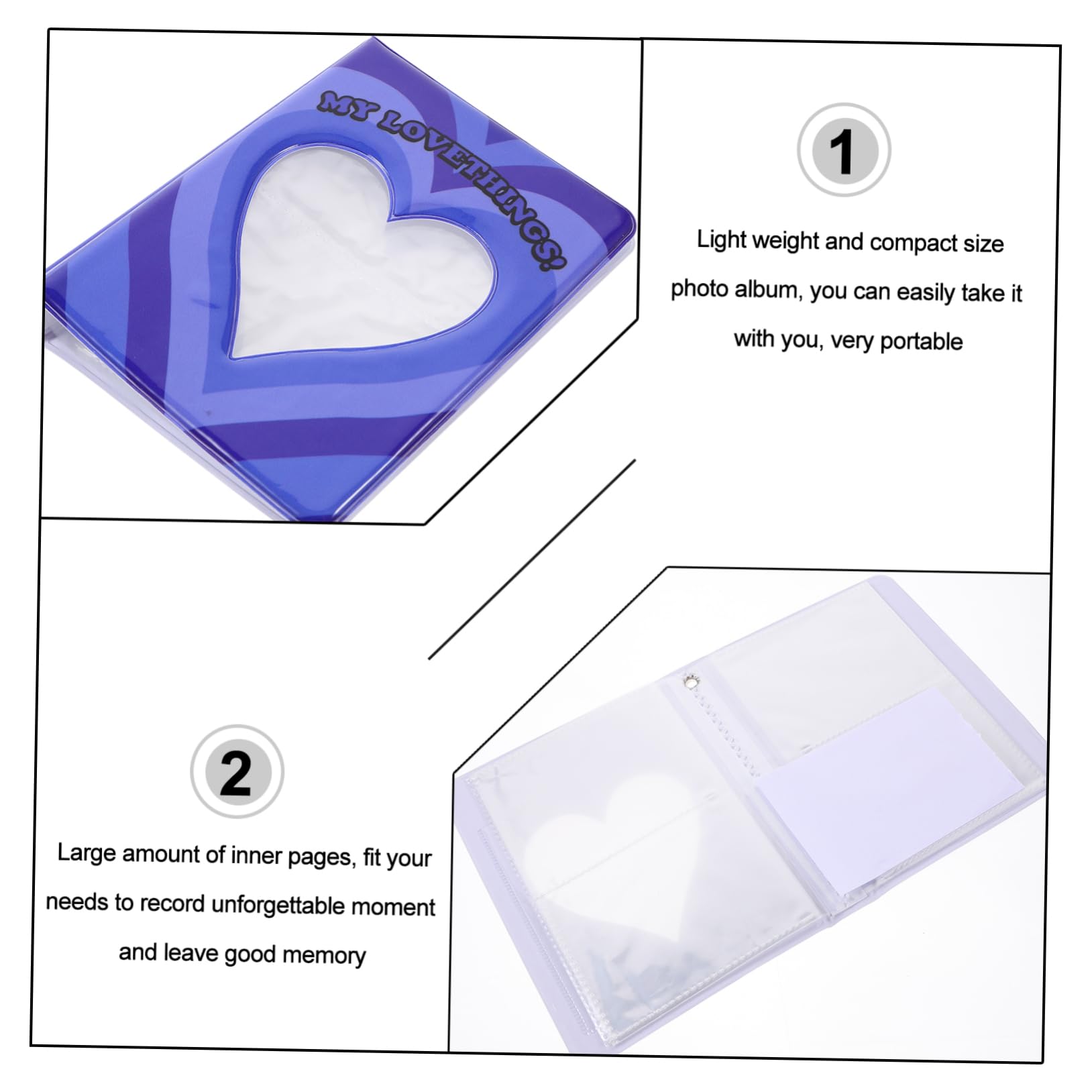 Mobestech 5 Piezas Álbum de Fotos Decorativo DIY con Corazón Álbum de Almacenamiento Tarjetas y Fotos Portátil y Práctico Bodas