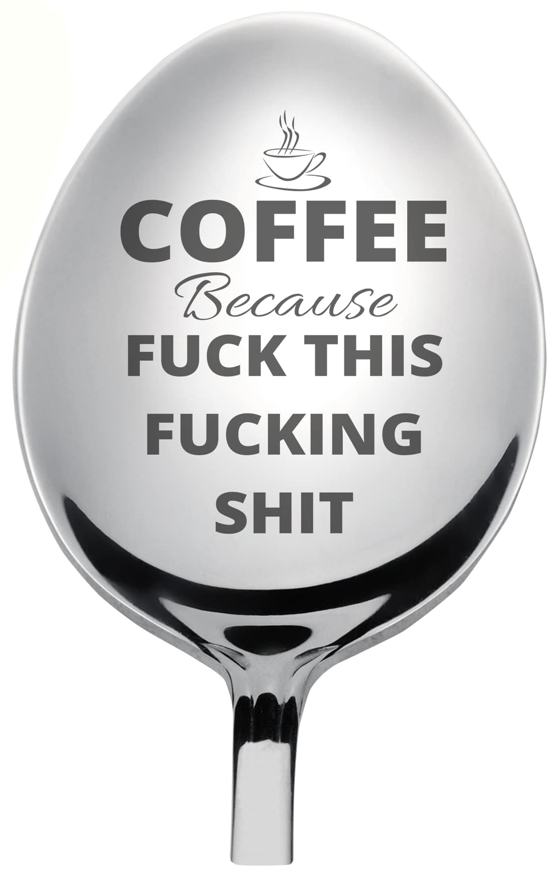 Coffee because fuck this - Funny Coffee Spoon gift for him for her Engraved Spoon, Unique Gift For Coffee Lover Grandpa Grandma Mother Father