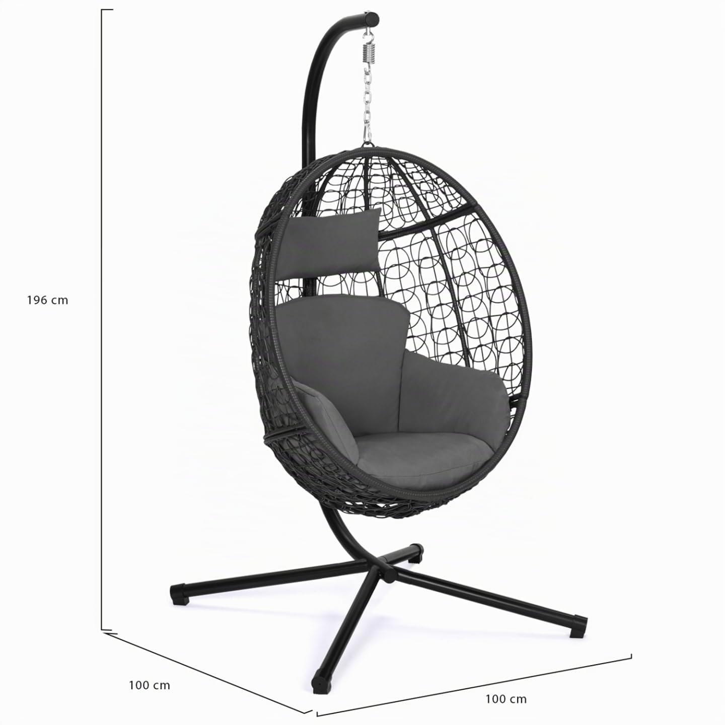 IDMarket - Fauteuil Oeuf Suspendu ajouré Effet rotin Gris avec Coussin Gris