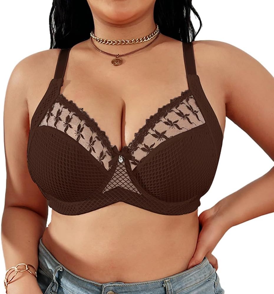 Women's Mesh Sheer Underwire Lace Bra with Adjustable Shoulder Straps - Image 4