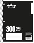 Hilroy 3-Subject Coil Notebook, 8" x 10.5", Wide Ruled, 3-Hole Punched, 300 Pages/150 Sheets, 1 Notebook, Colour May Vary (13225)