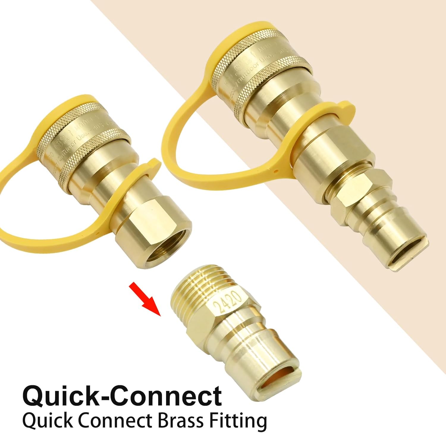 MDEOOSKY 1/2" Natural Gas Quick Connect Fittings Kit, Natural and Propane Gas Hose Quick Connect Disconnect Plug Set with Dust Cover for Natural Gas Pipelines Natural Gas Grill