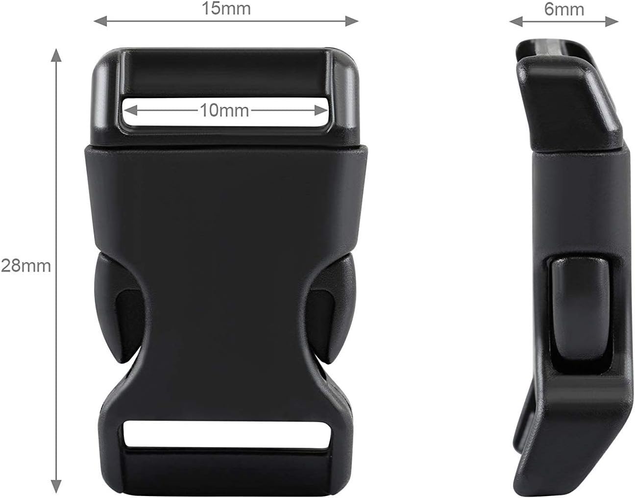 3/8 Inch, 120 Pack Black Plastic Side Release Buckle for Paracord Bracelets (3/8") - Image 2