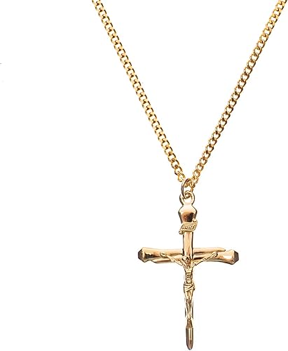 Dicksons Large, Nail Crucifix in Glossy Finish Gold-Plated 24-Inch Pendant Neckl