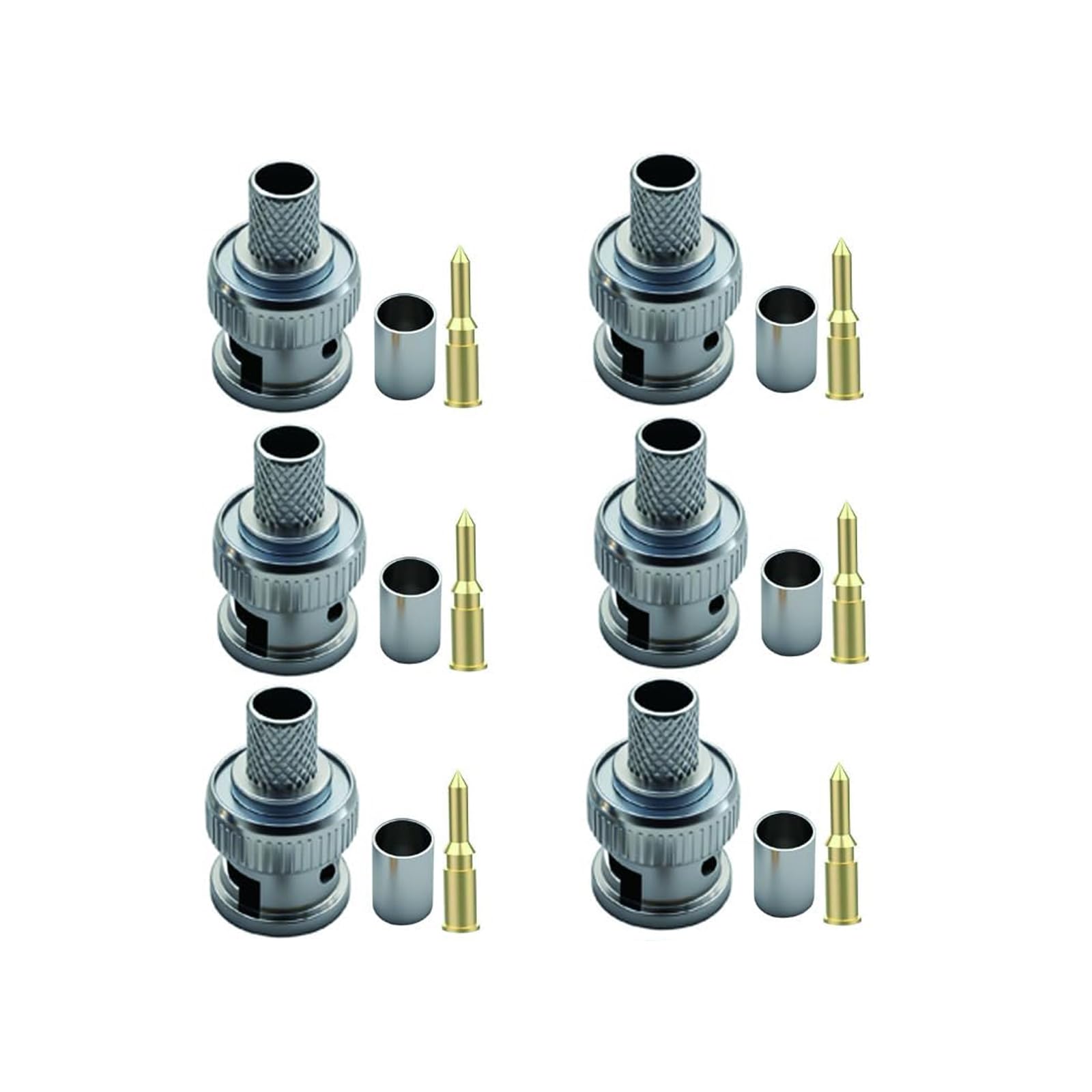 Ulightfire RG60 BNC Male Crimp Connector BNC Plug RF Coaxial Adapter Compatible with RG6, LMR195, RG142, RG400,3D-FB Coax Cables fo Antenna, Video, Communication Devices 6 Pack