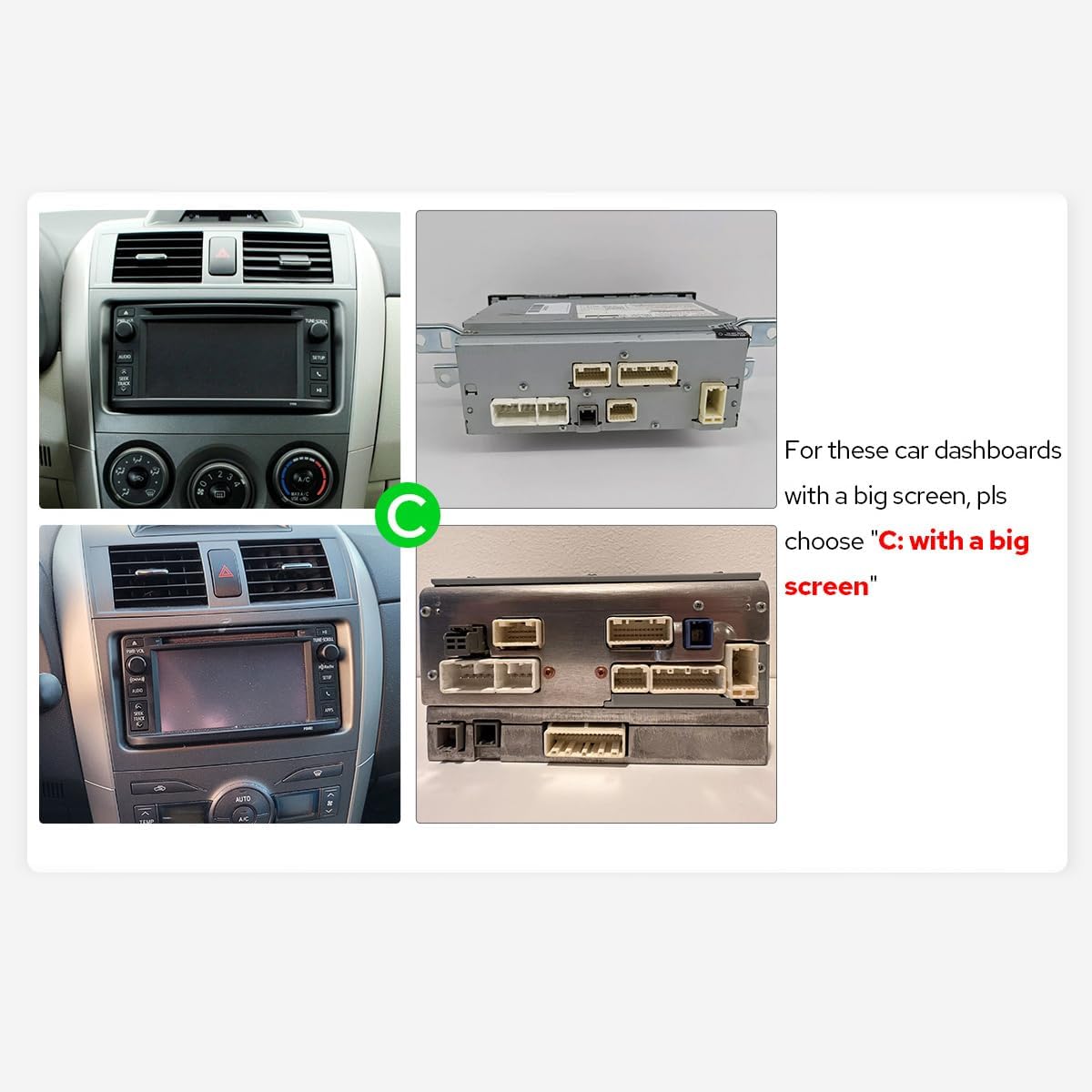 Compatibility guide for Toyota Corolla dashboards with a big screen