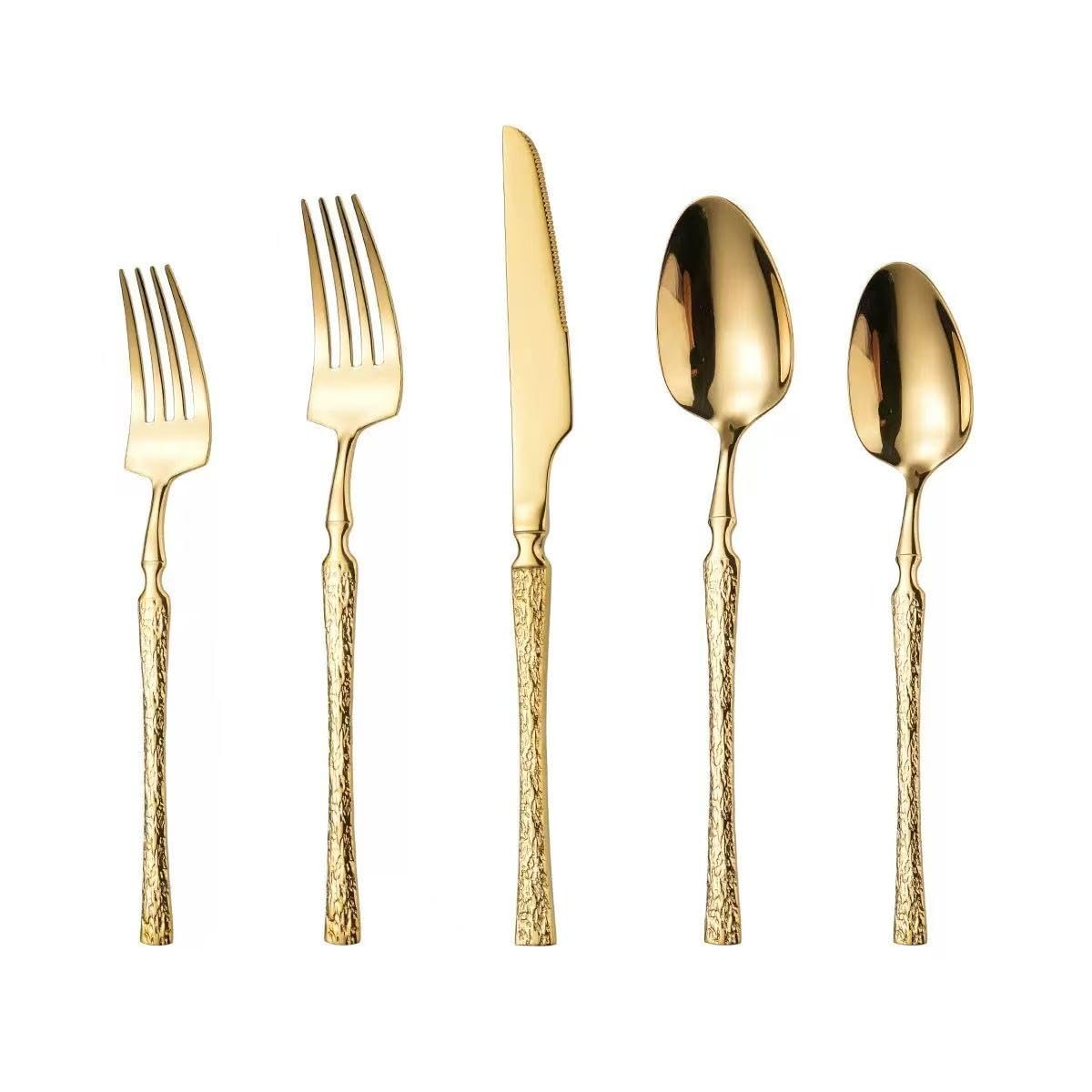 Besteckset aus Edelstahl 18/0, Besteck in Gold/Silber/Schwarz/Rosa/Regenbogen-Gold, spülmaschinenfest, mit eleganter Geschenkbox für Zuhause, Restaurant, Hochzeit | Besteck-Set aus Edelstahl, Geschenkbox, mehrfarbig (Gold, 20)