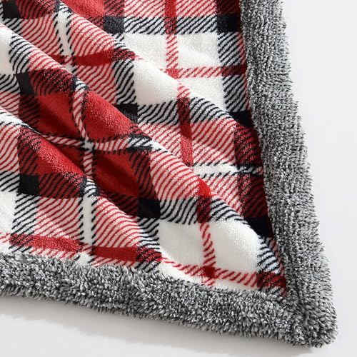 Image of Eddie Bauer - Throw Blanket, Ultra-Soft Plush Bedding with Faux Shearling Reverse, Blanket for Couch & Bed (Parkwood Plaid Red, 50 inch x 70 inch)