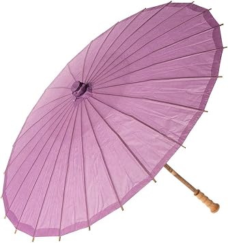 Luna Bazaar 32-Inch Lavender Paper Parasol Umbrella - Chinese/Japanese Paper Umbrella - for Weddings and Personal Sun Protection