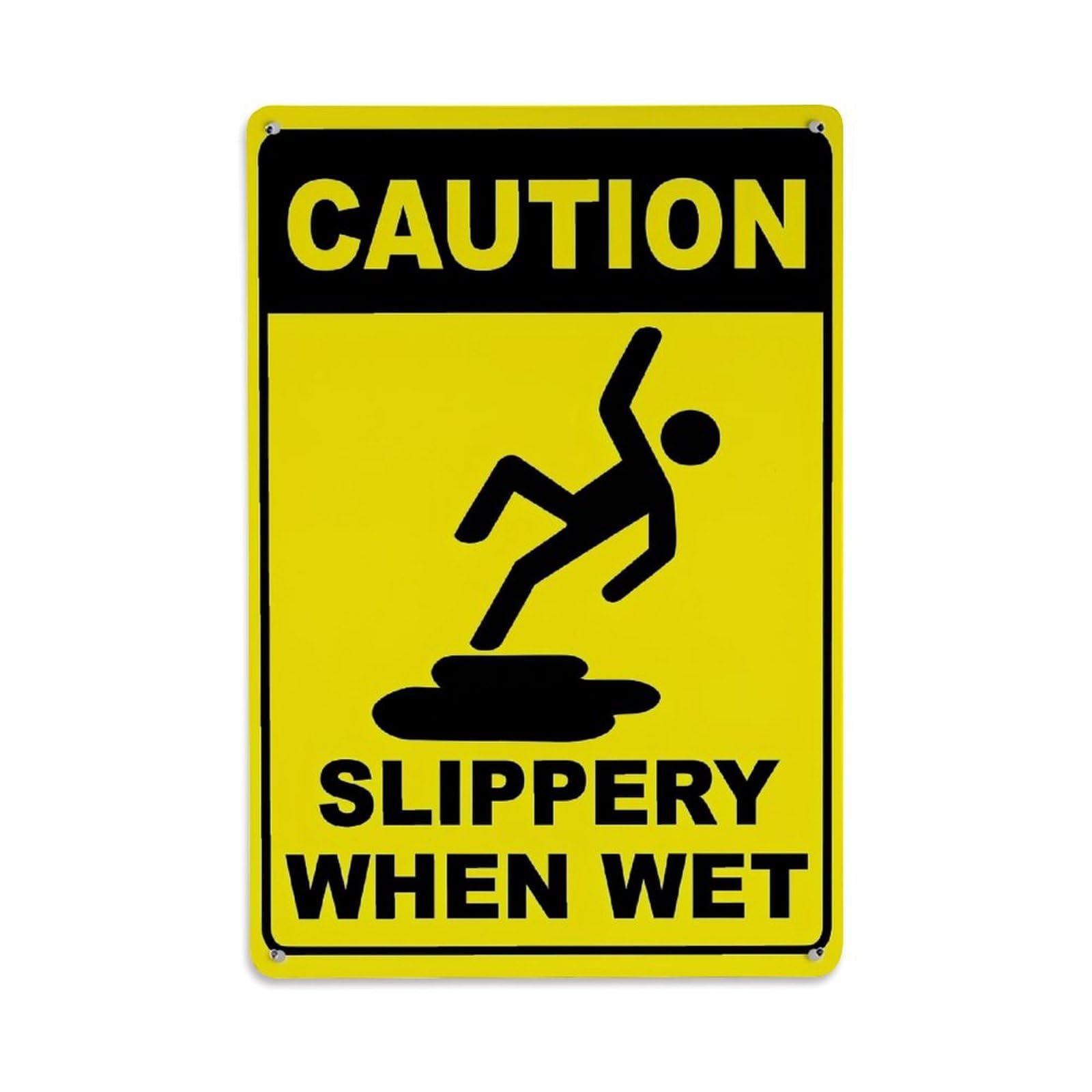 Bliveurn Vintage Caution Slippery When Wet Sign_1 Retro Metal Tin Sign, Metal Poster For Home, Gaming Room, Studio Workshop,Bar,Garage Wall Art Decor 8X12 Inch