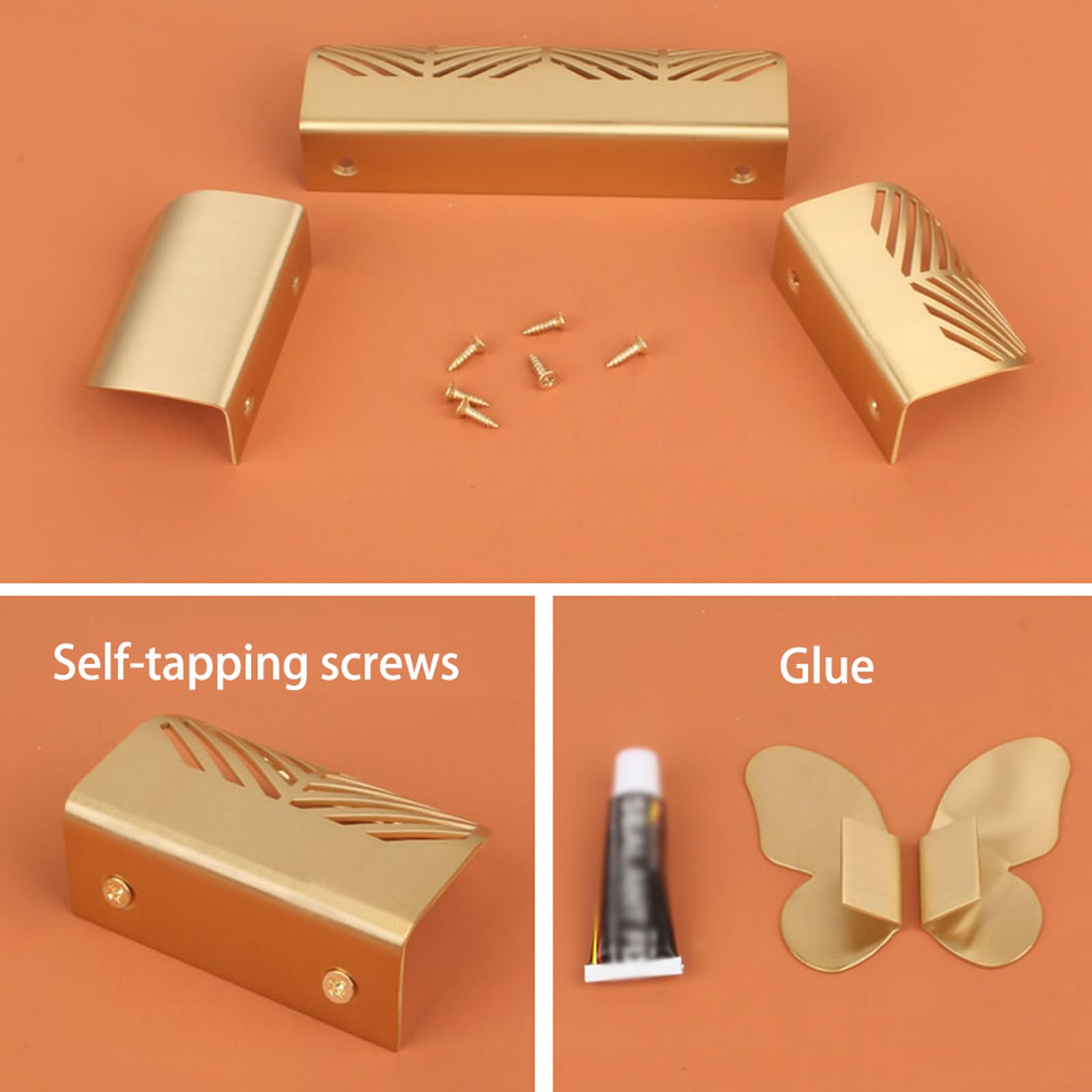 5X Möbelgriffe Schubladengriff Möbelgriffe Schrankgriffe Cupboard Handles Messing Gold Schrankgriffe,moderne Küchengriffe Gebogener Türgriff Verdeckter Profilgriff Geeignet für Schränke,Schubladen