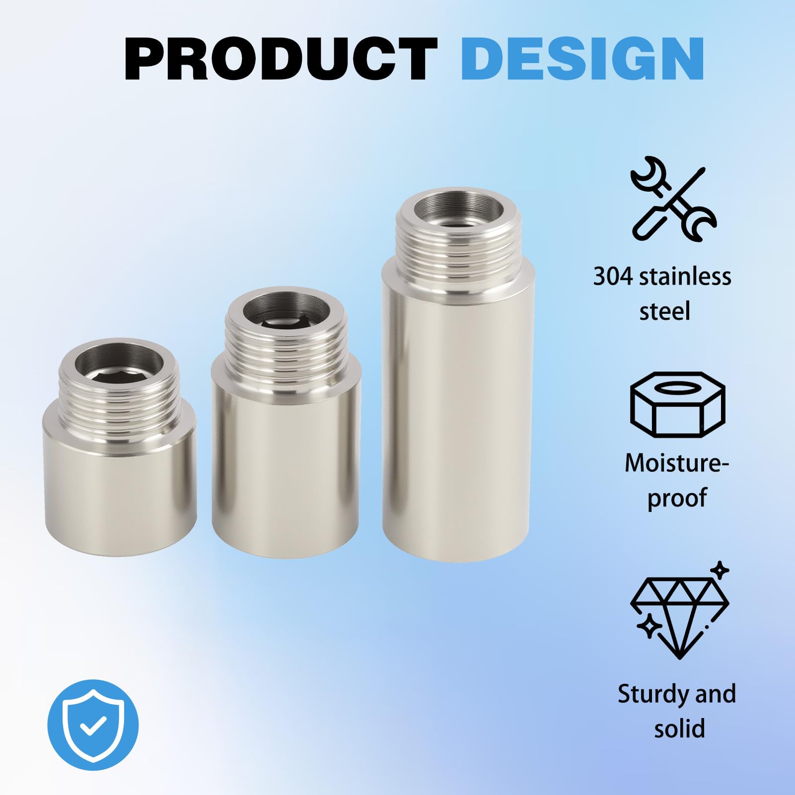 6 Piezas Extensiones de Grifo de 1/2 Pulgada, Racor de Prolongación de Acero Inoxidable, Adaptador de Grifo 1/2, Conector de Aireador de Grifo para Ducha y Tuberías de Agua