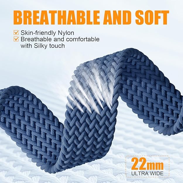 Image of Braided Nylon Band Compatible with Apple Watch 49mm /46mm /45mm /44mm /42mm /41mm /40mm /38mm | Adjustable Magnetic Clasp Strap Fit for Ultra 3 /2 /1, SE3 /2 /1 & Series 11 /10 /9 /8 /7 /6 /5 /4 /3 /2 /1