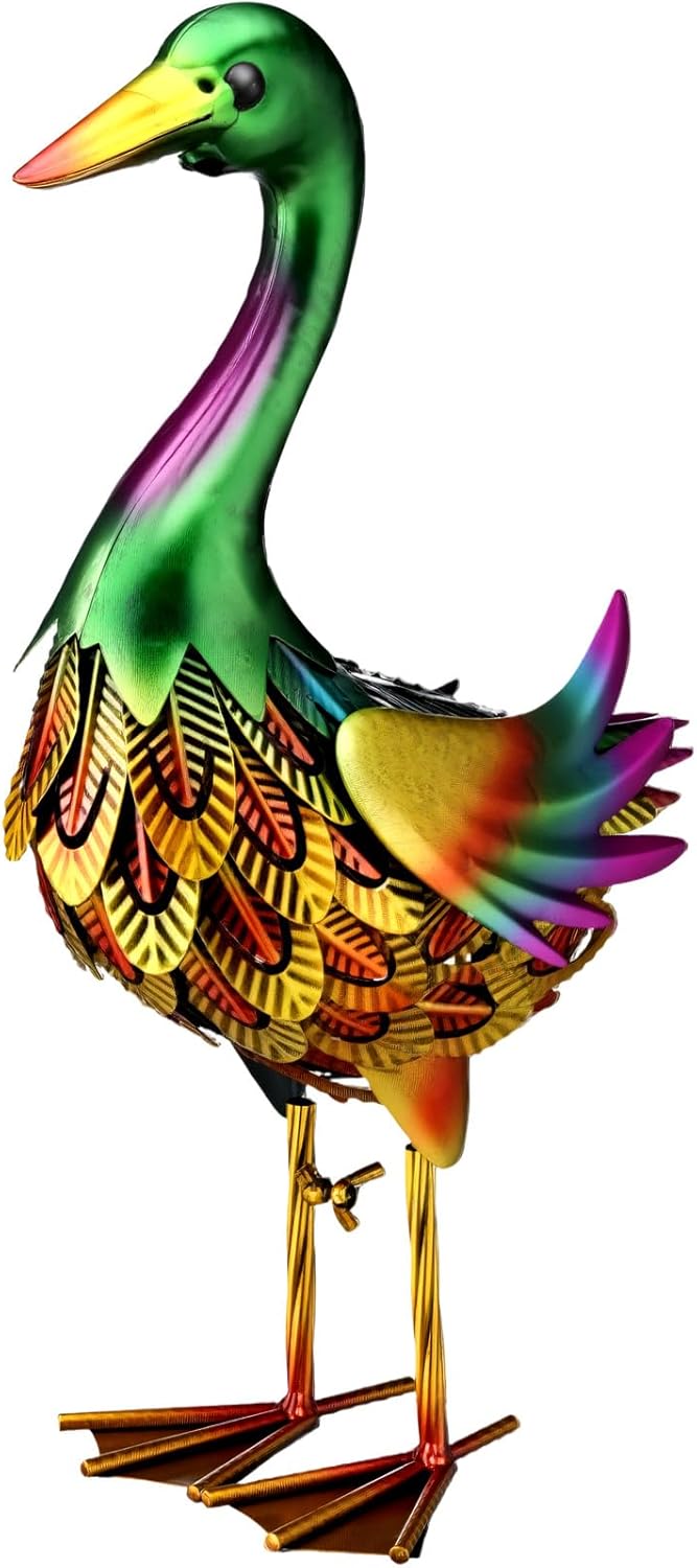 Moxweyeni Mallard Duck Garden Statues, 14.5 Inch Outdoor Duck Metal Yard Decorations, Vivid Mallard Decoys Animal Statues for Indoor Outdoor Garden Pond Backyard Lawn Decoration