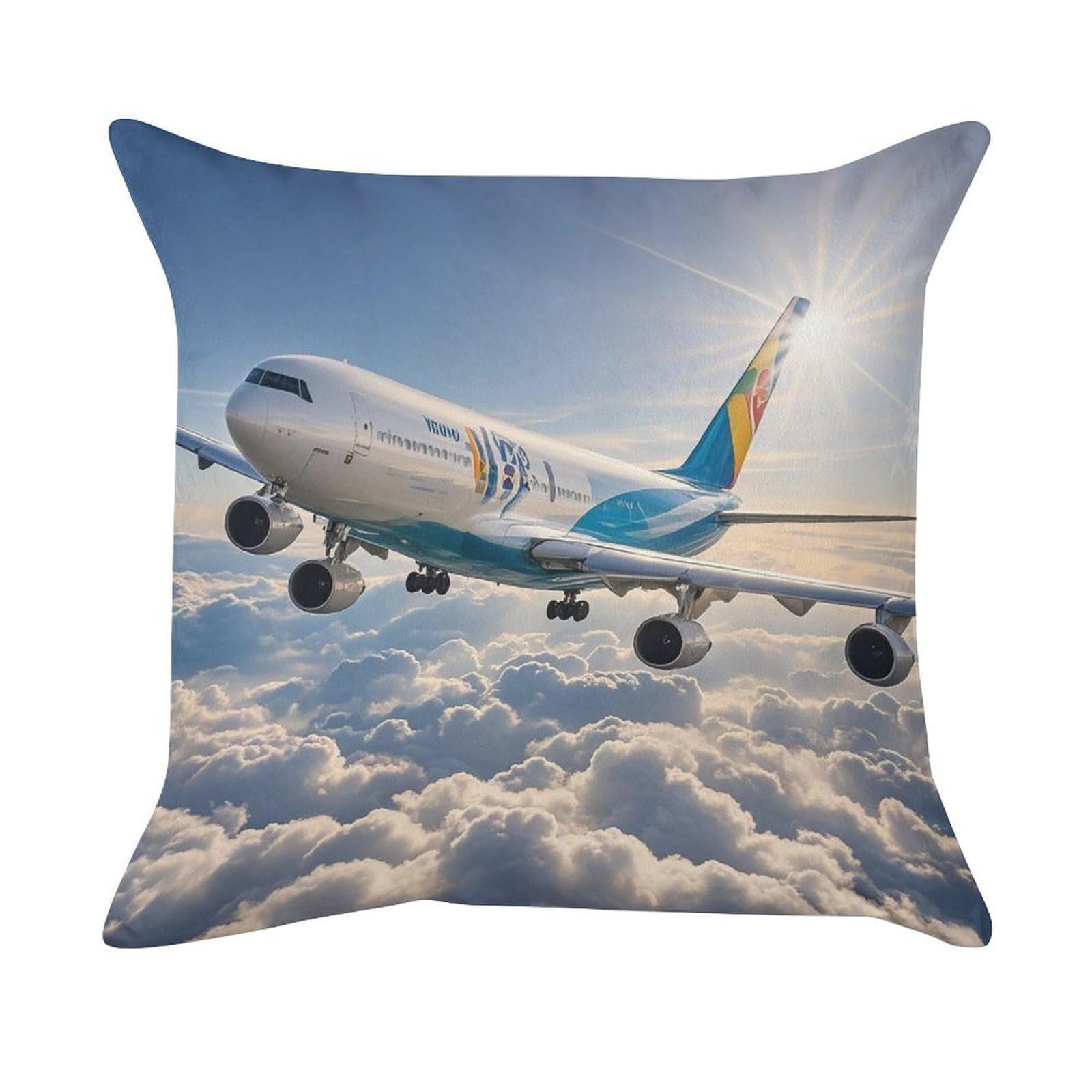 FekiLoot Airplane Pillow Covers Luxury Velvet Square Pillowcases Throw Pillows Case with Invisible Zipper Decorative Velvet Cushion Covers Ultra Soft Lumbar Pillow Shells