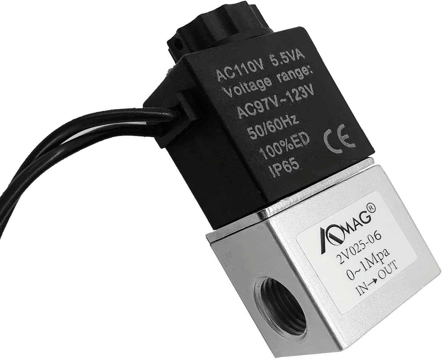 AOMAG® Solenoid Air Valve AC 110V 1/8inch 2 Way Normally Closed Pneumatic Aluminum Electric Solenoid Valve