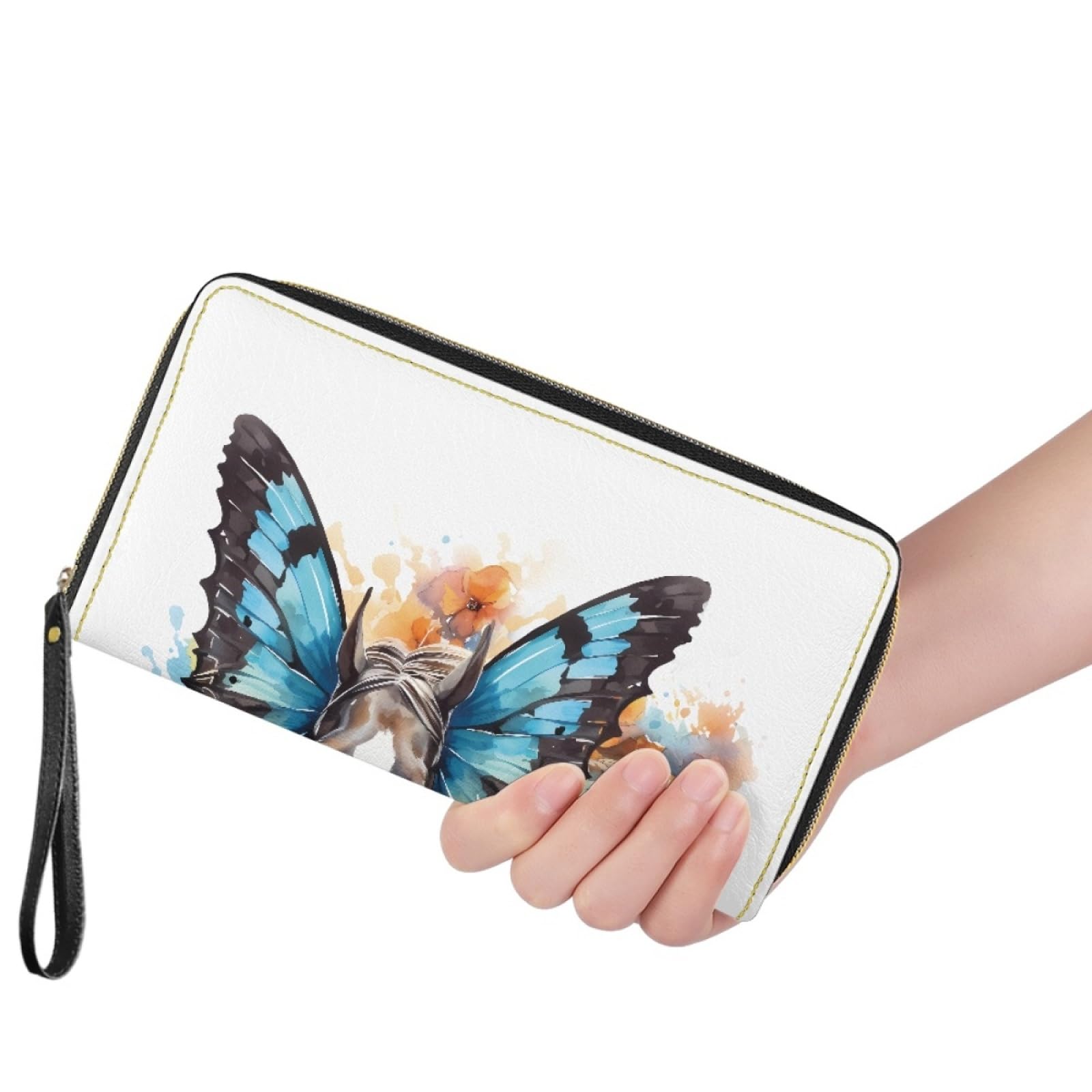 Portafoglio Donna Portamonete Porta Carte di Credito Donna Uomo Wallet | Portafogli con Zip e Cinturino da Polso Leggero Durabile Portatile,Impermeabile Cuoio,Animali Astratti 11x20cm/3 Unità