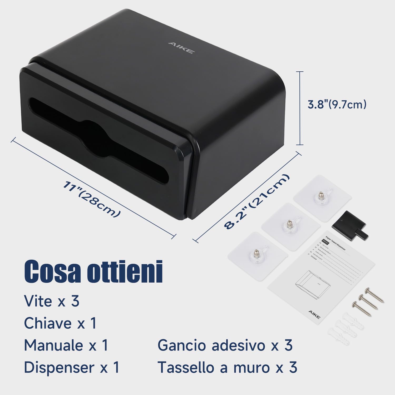 Dispenser Carta Asciugamani In Acciaio Inox AIKE - Montaggio A Parete, Per Carta Z-Fold E H2 - Foto 12