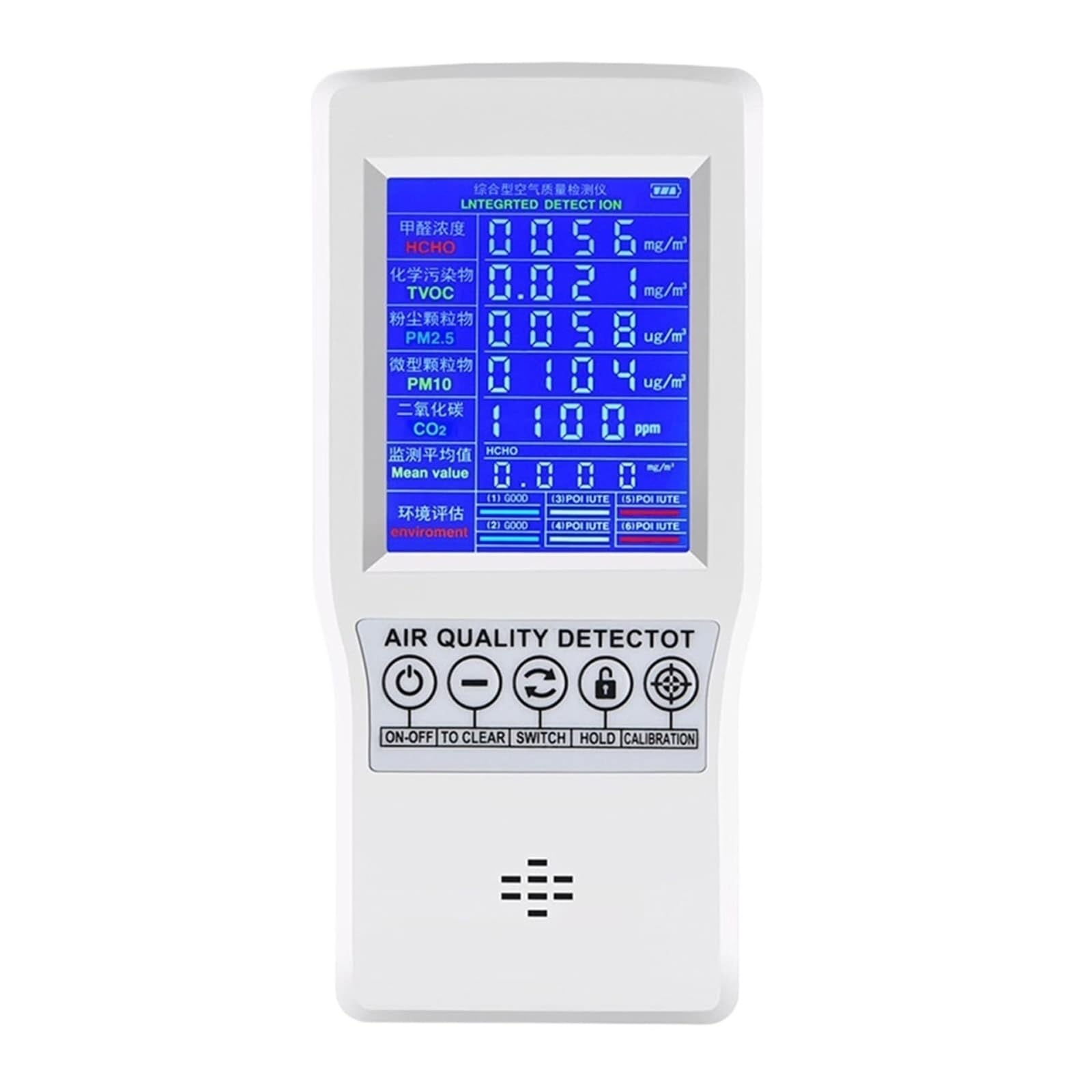 Amrttwy One Color Natural Gas Detector， Carbon Dioxide Co2 Detector Formaldehyde Air Quality Pm2.5 Pm10 Detection