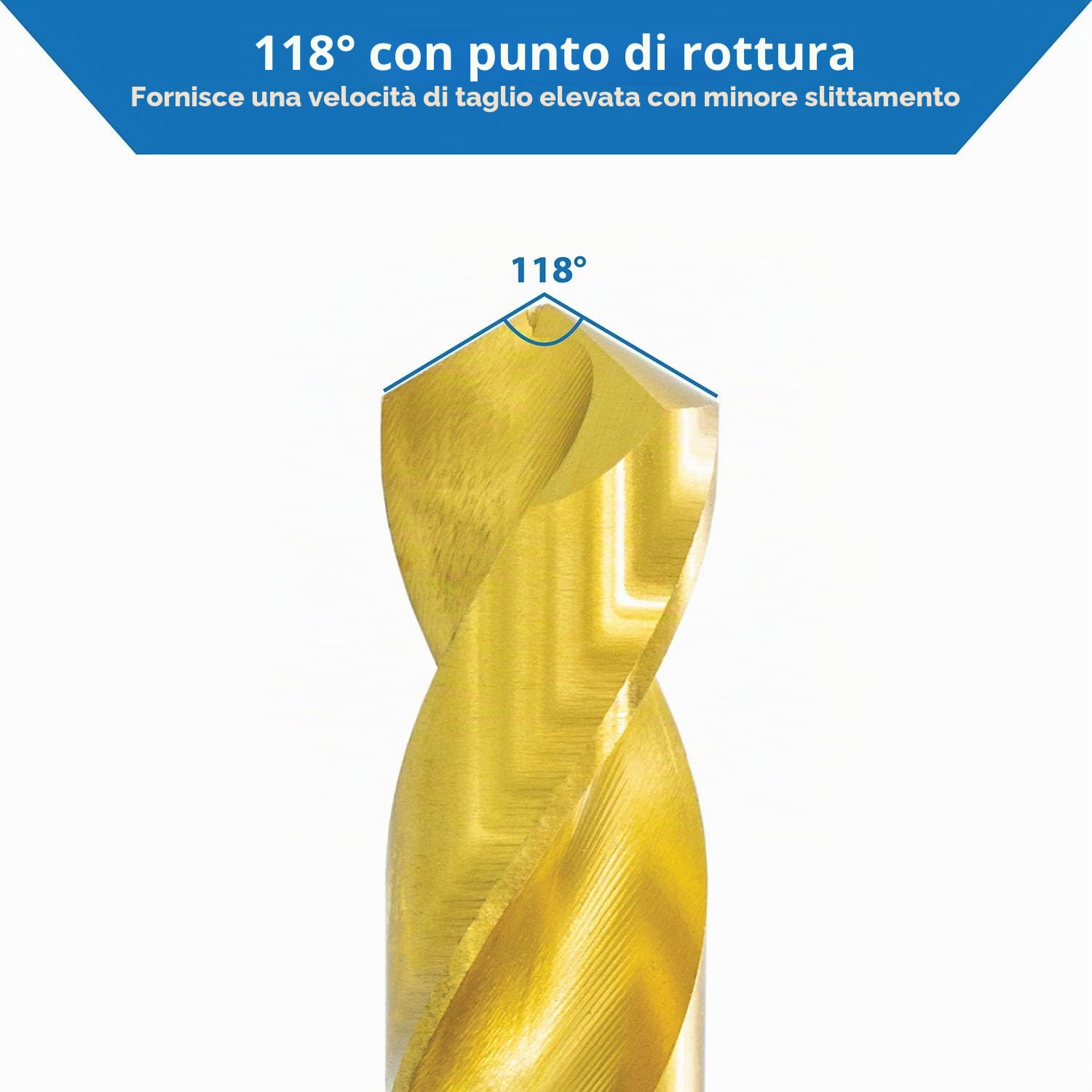 TJR® Set di 19 punte elicoidali per trapano HSS TiN 1-10 mm 0,5 mm, autocentranti in metallo, DIN 338, tipo N 118°, per profili in acciaio inossidabile, acciaio, alluminio con massima