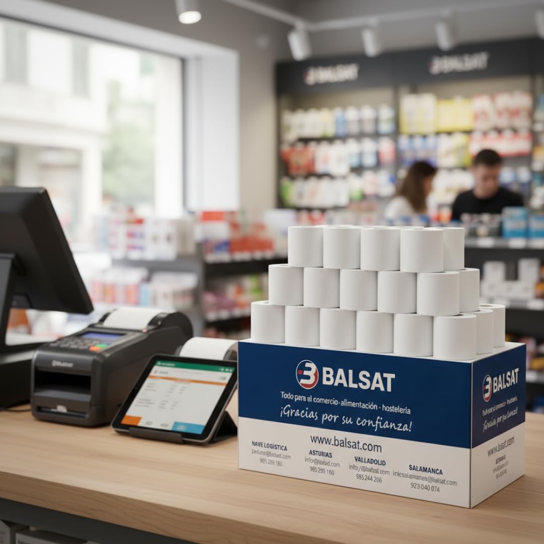 100 Rollos Papel Térmico 57x55 | Rollo Ticket 57x55 Termico | Rollos Térmicos 57x55 | Para Impresoras TPV, Cajas Registradoras, Tickets y Recibos