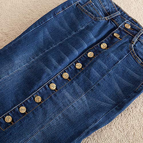 Chartou Women's Elegant Exposed Button-Fly Flared Mermaid Long Denim Skirt (X-Large, Blue) #TOP3