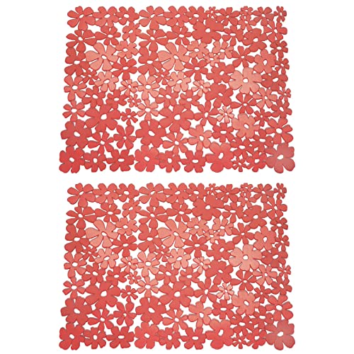 mDesign Adjustable Kitchen Sink Dish Drying Mat/Grid - Soft Plastic Sink Protector - Cushions Sinks, Stemware, Glasses, Dishes - Quick Draining Flower Design - Large, 17.2