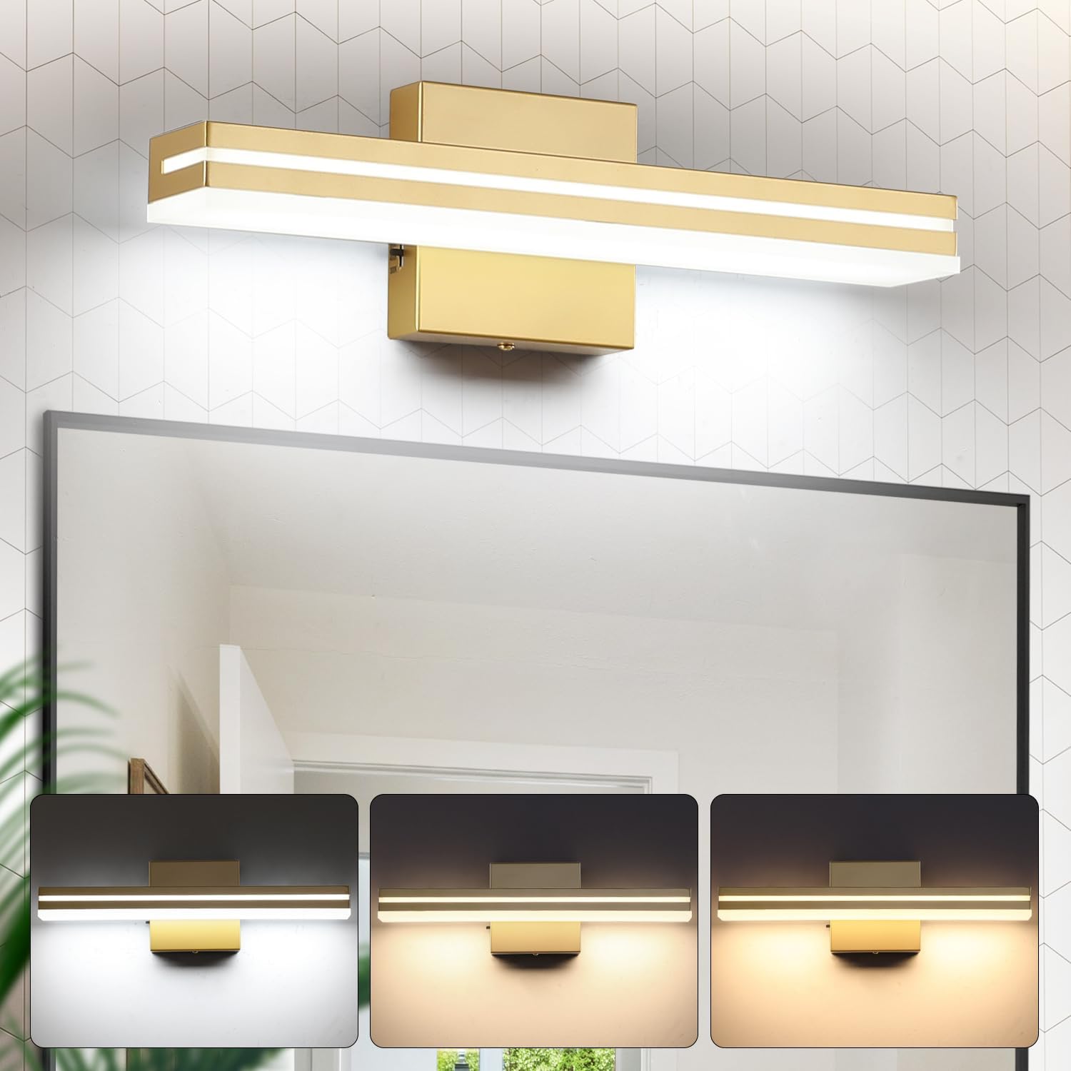 Ralbay Modern LED Vanity Light 4 Light Gold Bathroom Vanity Lighting ...