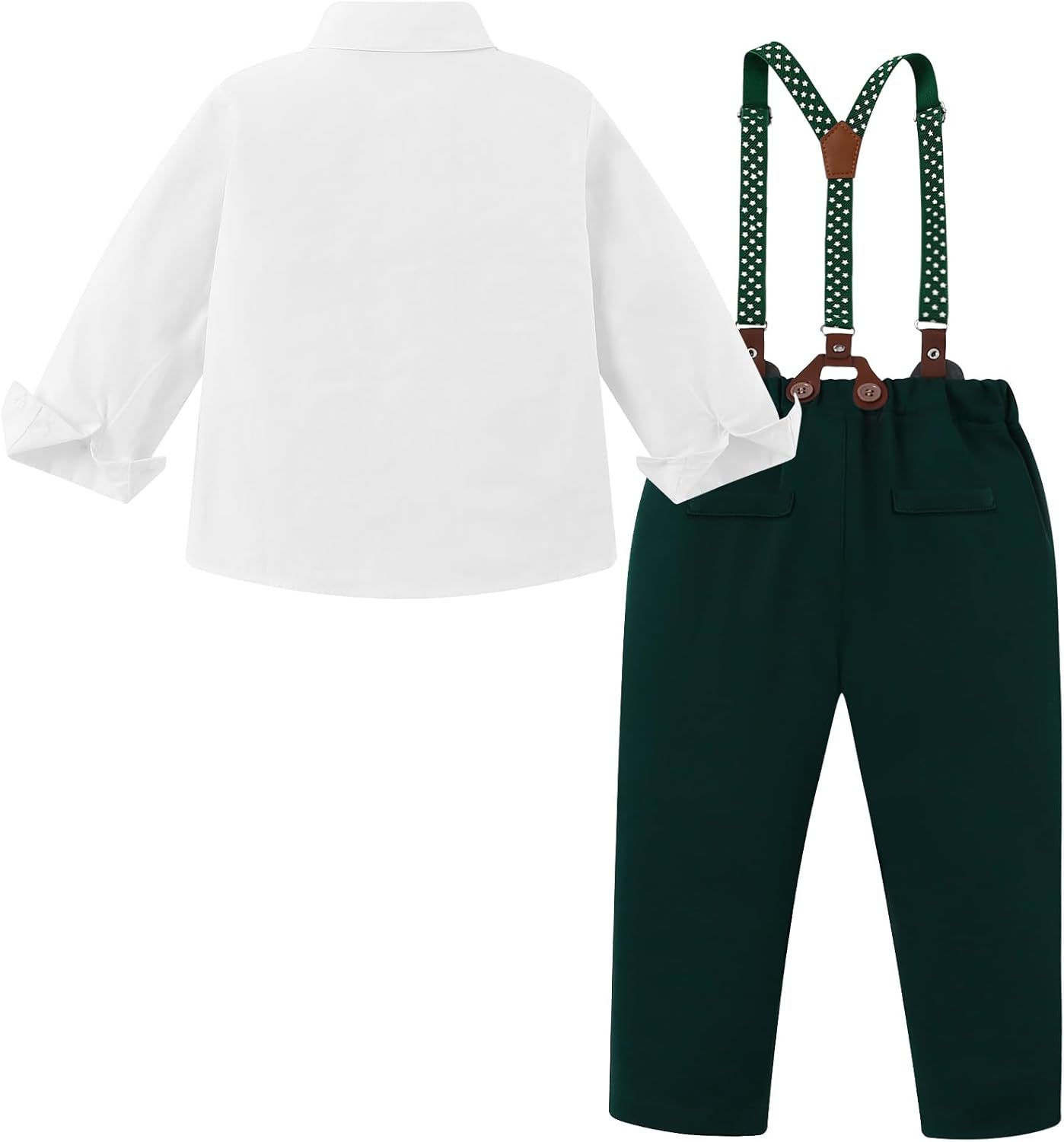 DISAUR Boys Suits 3 Pieces Formal Dress Shirt with Bowtie+Suspender Pants Boy Gentleman Outfits Set 4-8 Years - Image 2