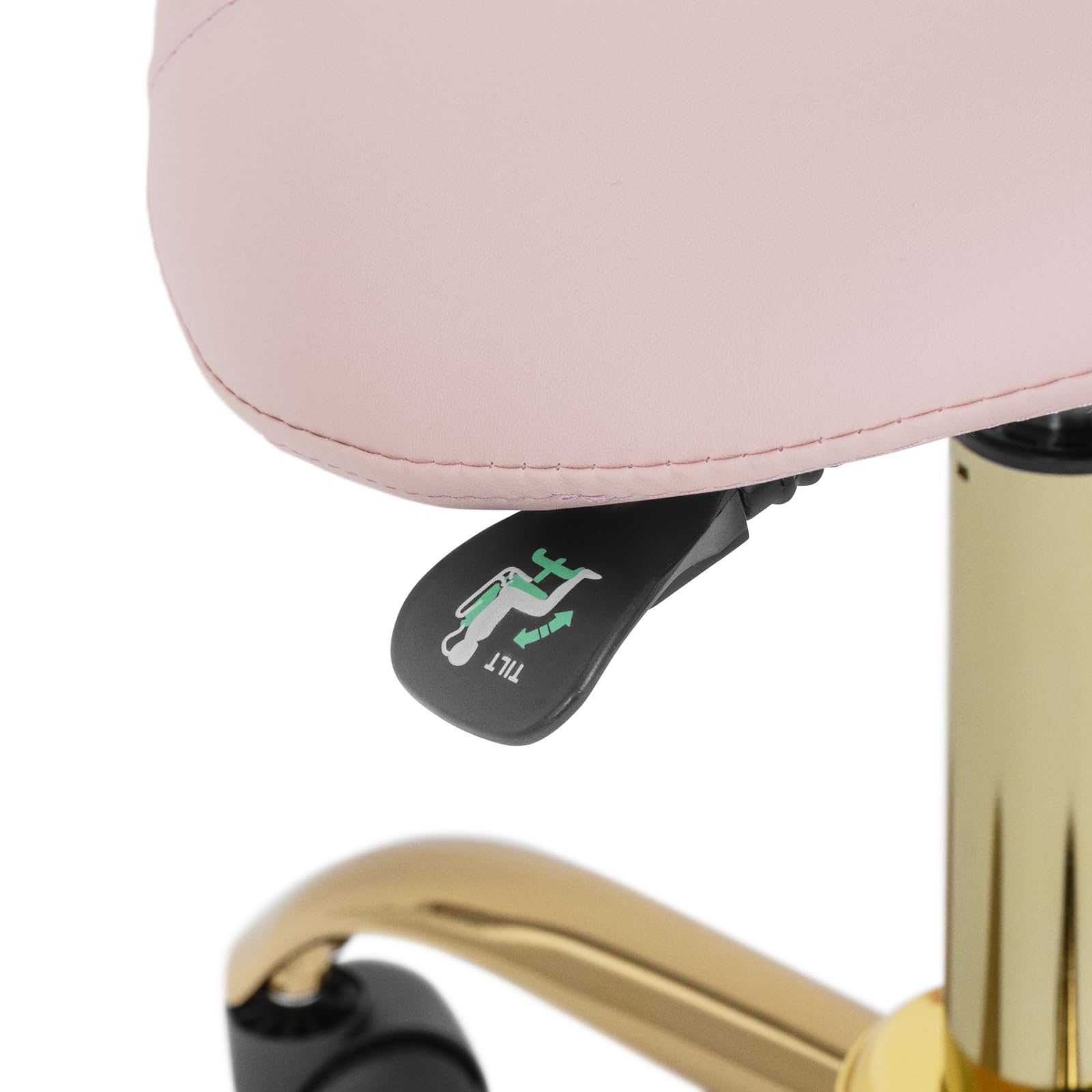 Physa Taburete de estética con Ruedas Regulable en Altura 51-65 cm para hasta 150 kg en Rosa pálido y Dorado Taburete para estética Taburete de Oficina Silla cosmética Banqueta de Trabajo