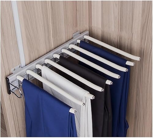 Perchero extraíble para pantalones de acero con 9 brazos, organizador de ropa, de acero inoxidable, extensible para armario, ahorro de espacio y