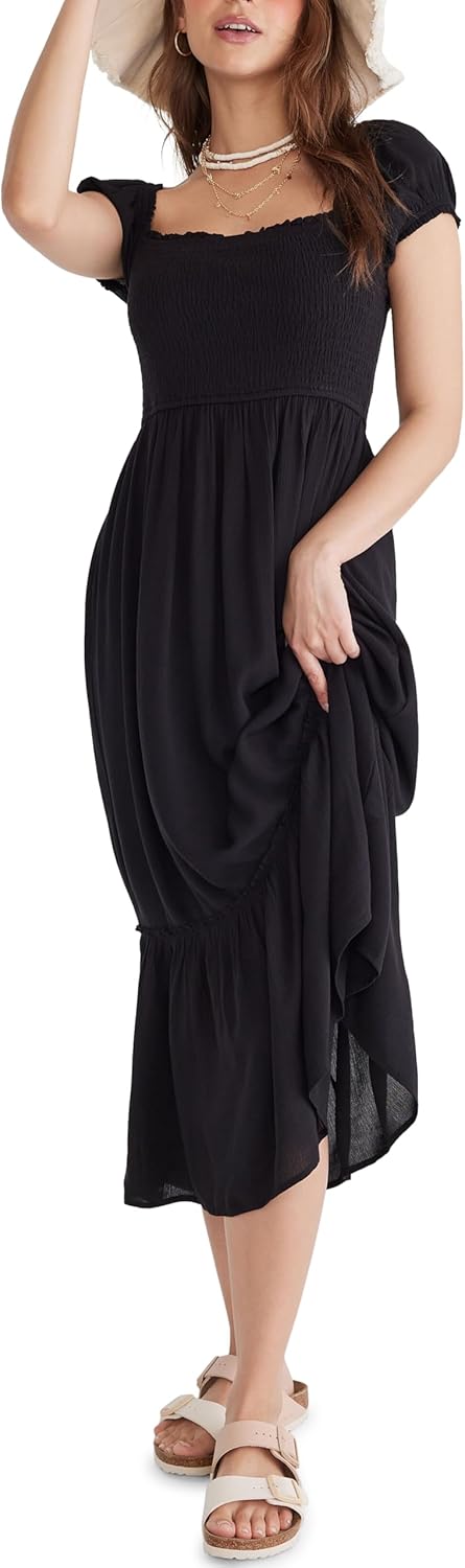 AEROPOSTALE Women's Smocked Midi DreShort Sleeve - Image 3