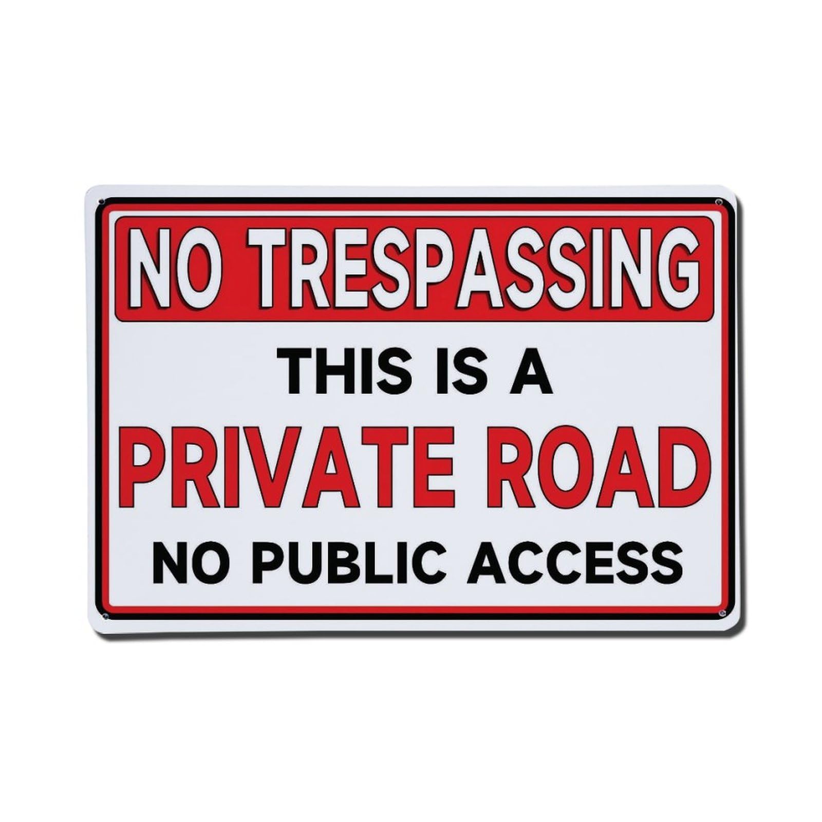 No Trespassing Private Road No Public Access Warning Sign Vintage Aluminium Metal Sign, Retro Wall Decor for Home, Bar, Garage & Farmhouse 20x30cm