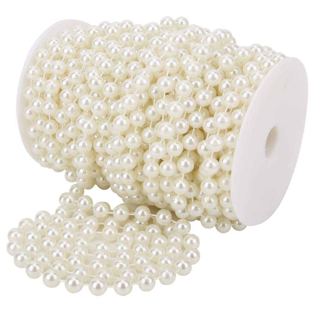 Wakects Guirlande de Perles Blanches, 20 M, 10 mm, ABS, pour Mariage et Travaux Manuels, Beige