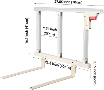 Hlieeosfcn Bed Rail for Elderly 69 * 40cm Foldable Bed Rail Safety Side Protector for Elderly Adult Support Handle for Adults, Pregnant, Safety Hospital Home Care