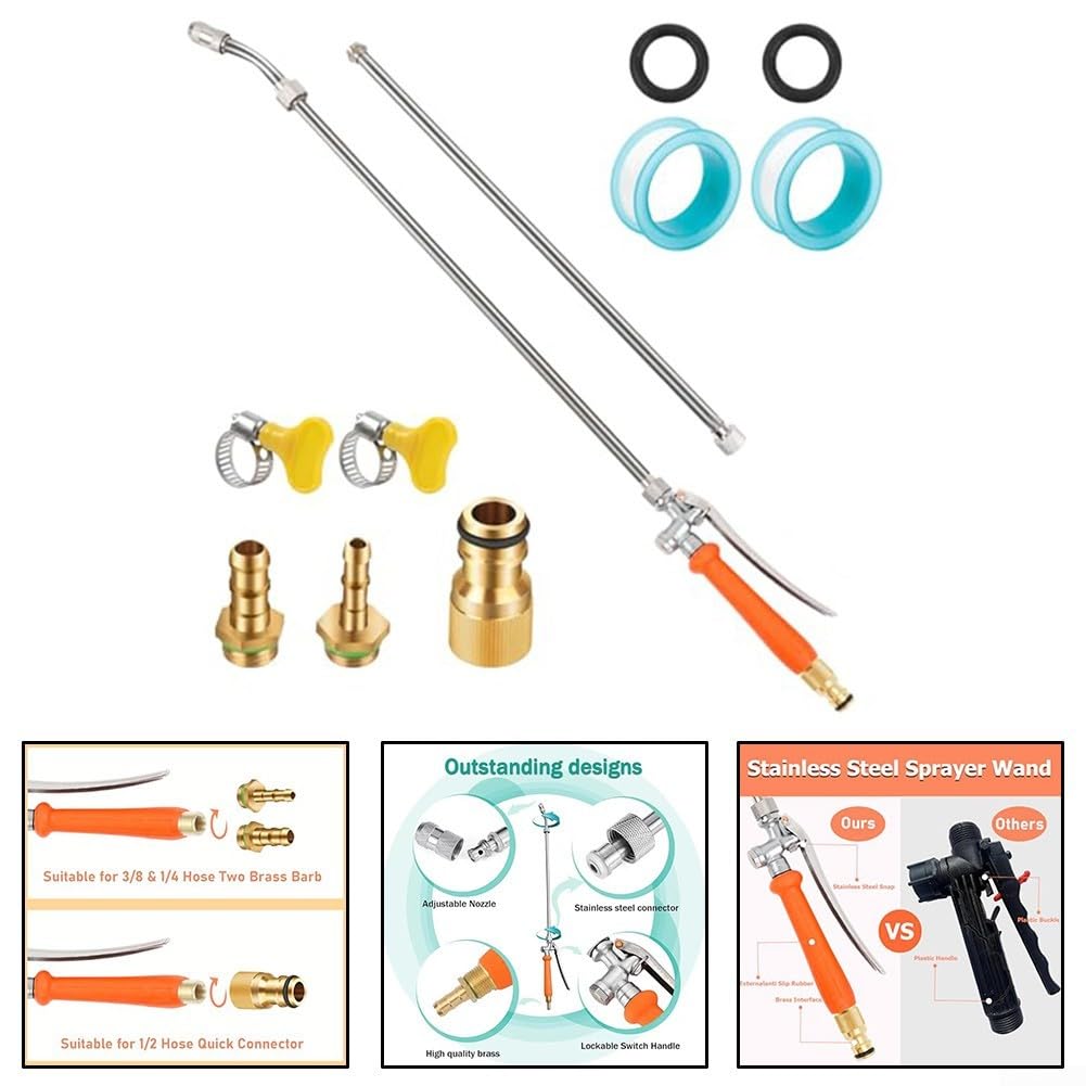 Poteau D'extension Télescopique Pour Pulvérisateur, Buse De Tuyau D'arrosage Extensible De 44 Pouces Avec Buse Réglable, Valve D'arrêt Intégrée, Pour Jardins, Vergers, Lavage De Voiture